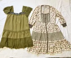 axes ミニワンピース(新品)、花柄長袖ワンピース(使用品)2枚組　M