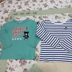 ミキハウス110㎝ビーくん緑＆ベアボーダー長袖T2枚