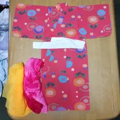 子供用 浴衣 花柄 濃いピンク
