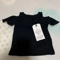 ♢Ocean & Ground オフショルダーフリルTシャツ ブラック 90♢