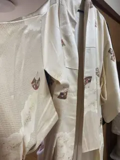 着物 クリーム色　古典系　扇子柄