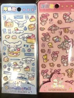 シナモンロール　マイメロ　立体シール　うるちゅる