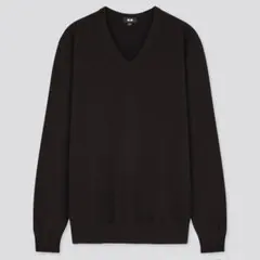 ユニクロ カシミヤ100% Vネックセーター 万能ニット M ブラック