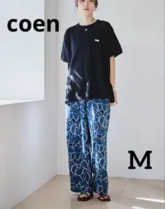 coen リーフプリントイージーワイドパンツ Mのサムネイル