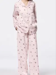 サテンパジャマ ピンク チェリー柄