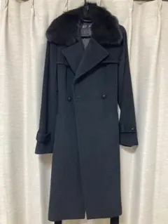 フォクスファー付きアンゴラ70% ブラックコート