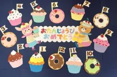 壁面飾り♡スイーツお誕生日表2026♡