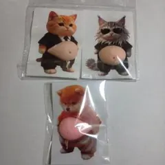 お腹　ぽっこり　シリコン　ぷにぷに　ステッカー　猫　シール　柴犬