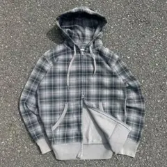 OLD UNIQLO double zip hoodie チェック柄　パーカー