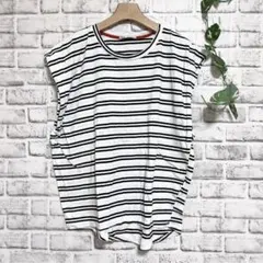 A618 ザラ　ZARA Tシャツ　ストライプ　ホワイト　ブラック　S