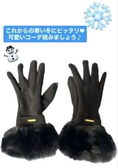 ファー付き黒手袋 これからの冬にピッタリ☆新品未使用☆ ギャル 婦人 女性