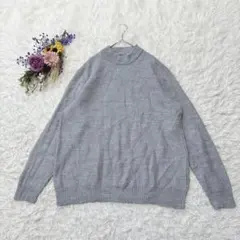 ユニクロ　ウール混　クルーネックセーター　長袖ニット　シンプル　グレー　XL