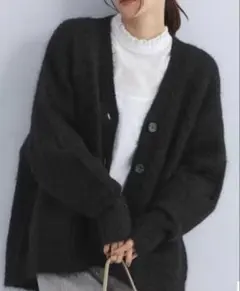 グリーンレーベル　アルパカ　カーディガン　ブラック黒　オーバーサイズ