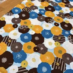 和風　花柄　プリント生地　ブラウン　108cm×30cm