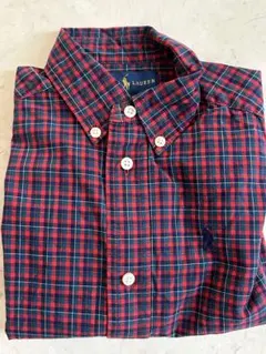 ラルフローレン　長袖シャツ　3歳100センチ　紺×赤　１回着用