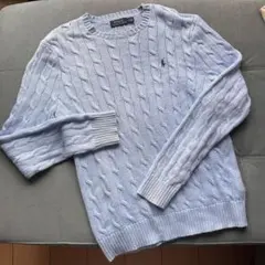 POLO RALPH LAUREN ケーブルニット セーター ライトブルーのサムネイル