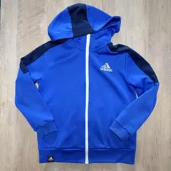 adidas フード付きパーカー 青