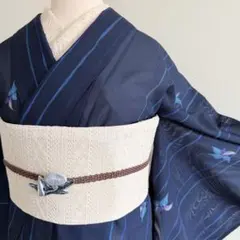 洗える着物 付下げ 絽 夏着物 薄物 裄67 M 単衣 青 花 - メルカリ