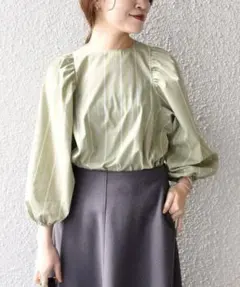 極美品✨定価1.1万❤️ 緑 シップス 洗える ブロードペプラム 