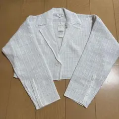 新品rienda白テーラードラメジャケット肩幅51着丈40身幅47cmF定1万千