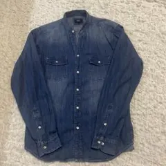デニムシャツ　ノーカラー　BEAMS メンズ　M 美品
