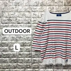 アウトドア　OUTDOOR カットソー　Tシャツ　ボーダー柄　L