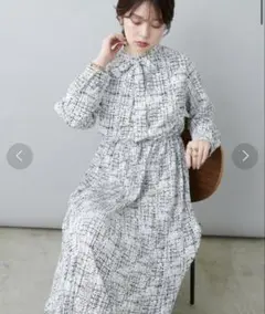 natural couture ボータイリボンプリーツワンピース FREE