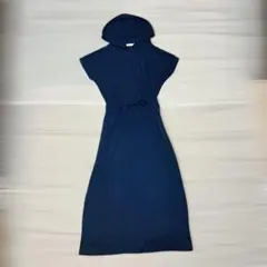 AS KNOW AS PINKY フード付き ロングワンピース 濃紺 M 華奢