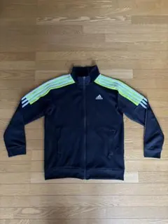 adidas ジャージ 黒/蛍光グリーン　160cm