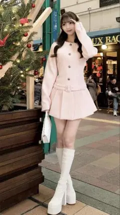 Darich ボックスプリーツツイードミニワンピース/FL