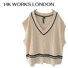 HK WORKS LONDON ニットベスト 重ね着 Vネック 大きめL