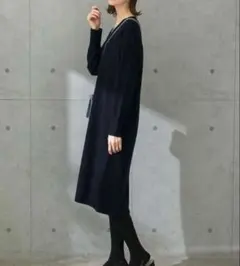 アーバンリサーチロッソ カシミヤ混 ラムウールVネック ニット ワンピース 美品