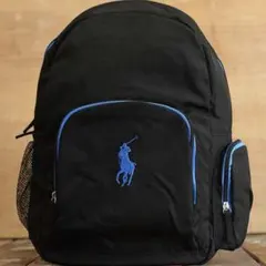 ポロラルフローレン リュック ブラック×ブルー ビッグポニー 刺繍