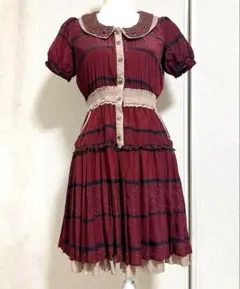 axes femme ワインレッド 半袖ワンピース