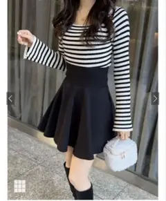 GRL インパン裏地付きコルセット風フレアミニスカート [gm728]