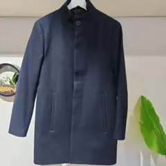 ネイビー チェスターコート ノーカラー
