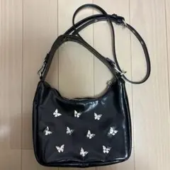 バタフライ ショルダー ハンド バッグ ブラック emsexcite
