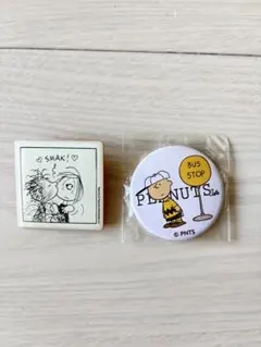 비매품 PEANUTS 缶バッジ スクエアバッジ2点セット