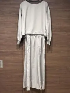 長袖レイヤード風セットワンピース グレージュ