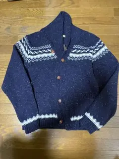 ネイビー ノルディック柄 カーディガン