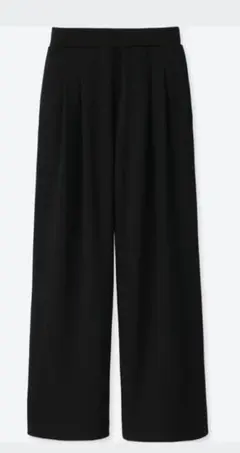 ユニクロ ポンチタックワイドパンツ ブラック M 黒