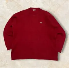 ☆*様 00s ラコステ フランス企画 刺繍ロゴ 白タグ ウールニット プルオーのサムネイル