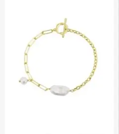 シルバー925 バロックパールブレスレット　ゴールドカラー　淡水パール