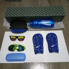 サッカー応援 グッズ　マット　サングラス&ケース　ボトル　レガース　美品　計7点
