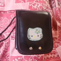 ハローキティランドセル型ポーチ黒刺繍入り平成レトロ