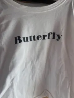 ホワイト バタフライ 蝶々　butterflyプリントT 長袖Tシャツ