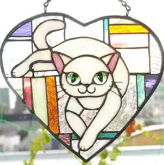 オッドアイの白猫のステンドグラスパネル - メルカリ