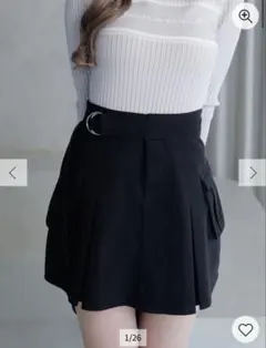 LIP SERVICE 黒いプリーツスカート サイドポケット付き