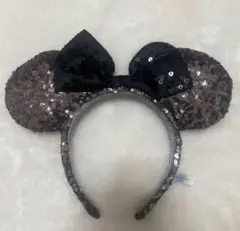 ディズニー　ミニー　カチューシャ　黒　スパンコール