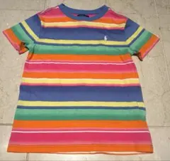 【美品】キッズ ラルフローレン Tシャツ 120 6マルチボーダー　カラフル